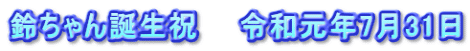 鈴ちゃん誕生祝　　令和元年7月31日