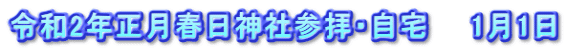 令和2年正月春日神社参拝・自宅　　1月1日